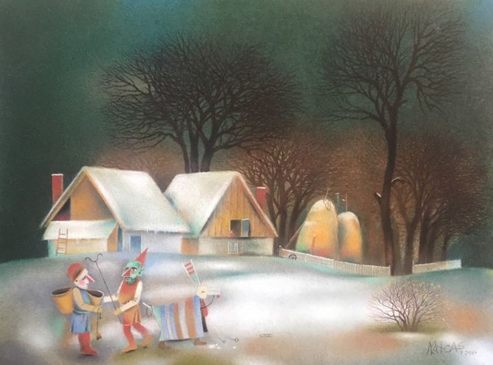 Painting titled "pastel-hiver.jpg" by Virgil Mancas, Original Artwork, Pastel