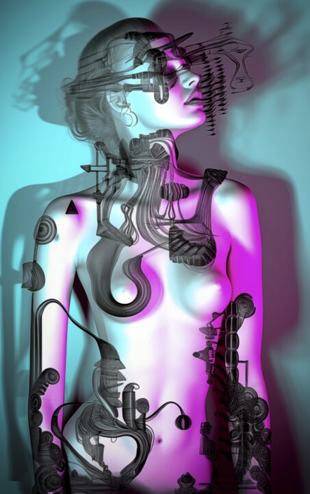 「Synthetica #1」というタイトルのデジタルアーツ Virgil Quinnによって, オリジナルのアートワーク, 操作する