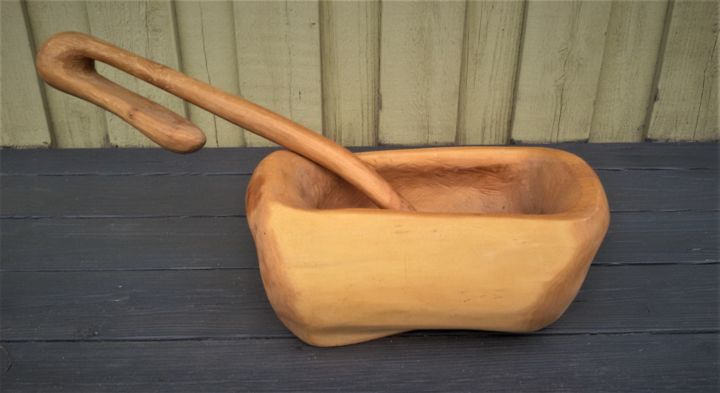 Sculpture titled "Bath trough 1" by Virgilijus Vaiciunas, Original Artwork, Wood