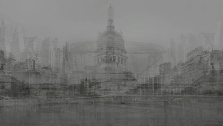 Digitale Künste mit dem Titel "Justemilieu|BA" von Virginia Garfunkel, Original-Kunstwerk, Foto-Montage Auf Andere starre Pl…