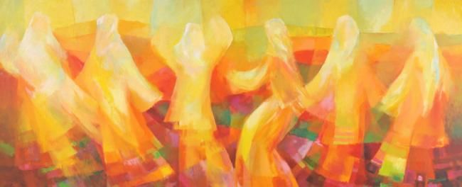 Painting titled "DANCE" by Virginia Stoyanova, Original Artwork, Oil