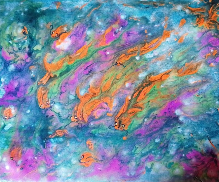 Painting titled "Fluorescence" by Virginie Chatelain, Original Artwork, Acrylic