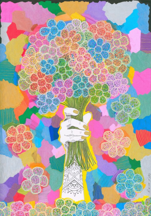 Drawing titled "Bouquet" by Virginie Dorseuil, Original Artwork, Marker
