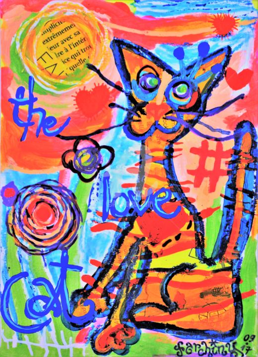 Peinture intitulée "The Love Cat" par Farchiny, Œuvre d'art originale, Autre