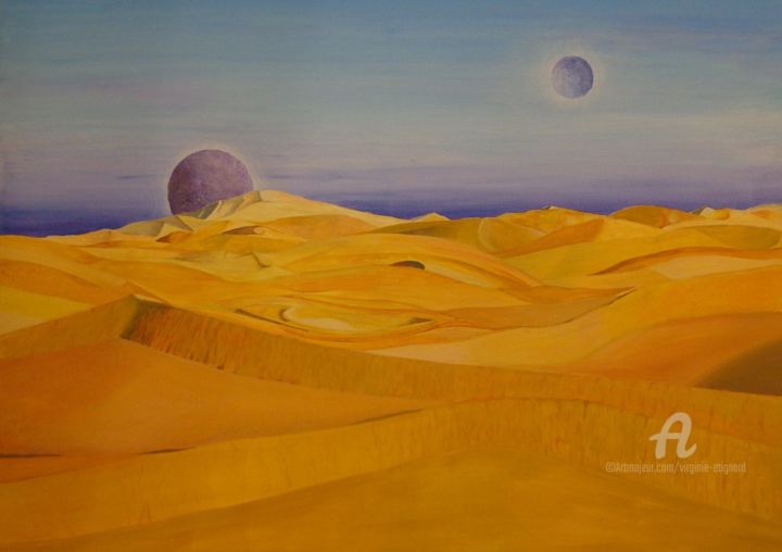 Peinture intitulée "Les dunes aux deux…" par Virginie Etignard, Œuvre d'art originale, Acrylique