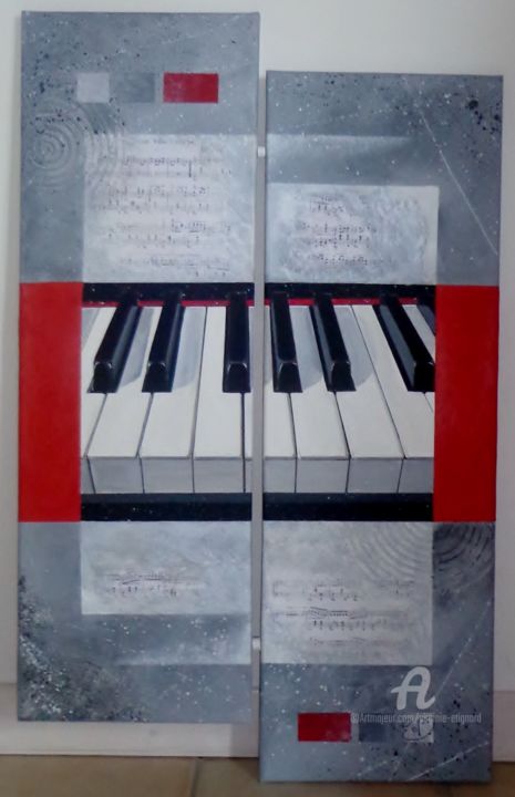 Painting titled "Sur un piano.jpg" by Virginie Etignard, Original Artwork, Acrylic