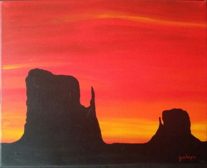 Painting titled "Monument valley" by Virginie Galopin, Original Artwork, Acrylic