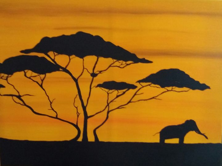 Peinture intitulée "Afrique" par Virginie Galopin, Œuvre d'art originale, Acrylique