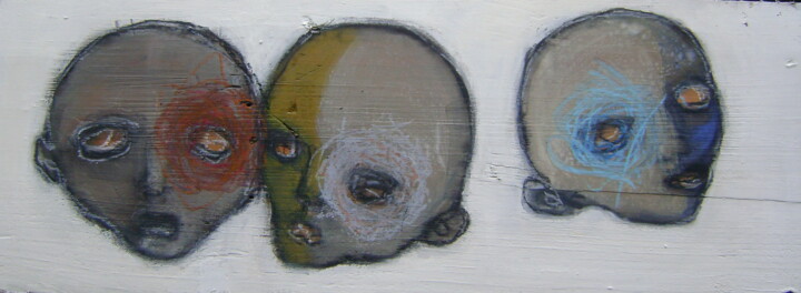 Painting titled "Les  3 singes" by Virginie Hils, Original Artwork, Acrylic