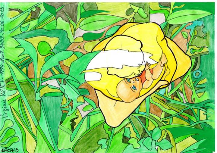 Drawing titled "Jungle Bonze" by Esterelle Lacrimosa, Original Artwork, Other