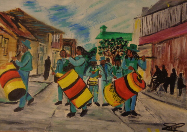 Painting titled "Carnaval 2018 à Gra…" by Virginie Le Roy, Original Artwork, Oil
