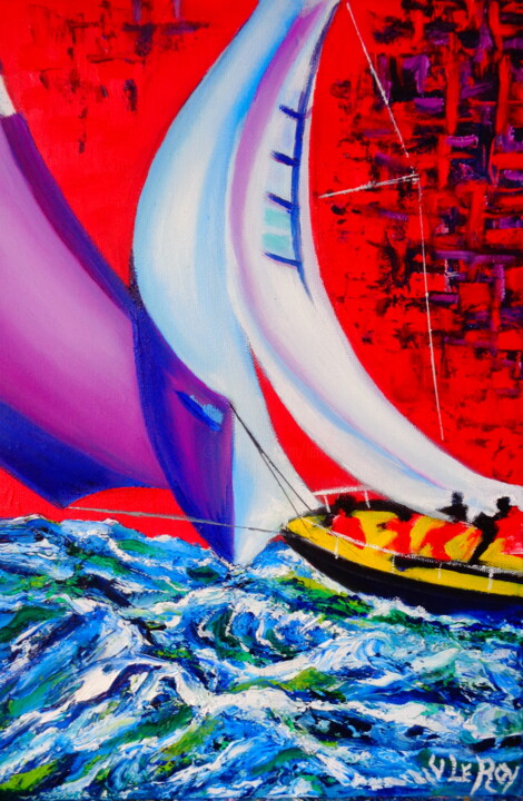Peinture intitulée "Bon vent à toi, Mar…" par Virginie Le Roy, Œuvre d'art originale, Huile Monté sur Châssis en bois