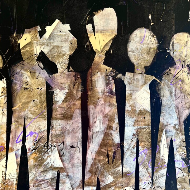 Pintura titulada "Les conversations" por Virginie Munch, Obra de arte original, Acrílico Montado en Bastidor de camilla de m…