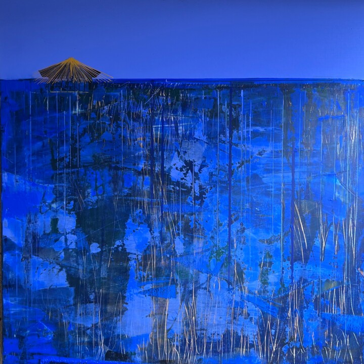 Malarstwo zatytułowany „Sur mon île” autorstwa Virginie Munch, Oryginalna praca, Akryl Zamontowany na Drewniana rama noszy