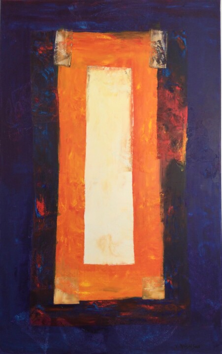 Painting titled "Carré Robinson n° 1…" by Virginie Robinson, Original Artwork, Oil Mounted on Wood Stretcher frame