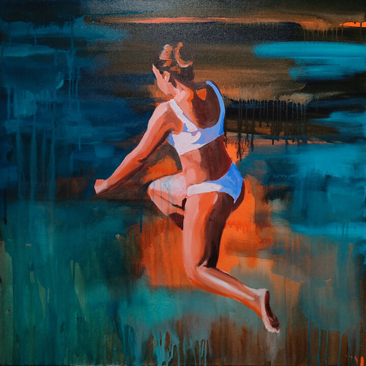 Pintura titulada "Jump" por Virginie Schroeder, Obra de arte original, Acrílico Montado en Bastidor de camilla de madera