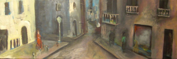 Painting titled "Allein in der Stadt" by Virginie Weiss, Original Artwork, Acrylic