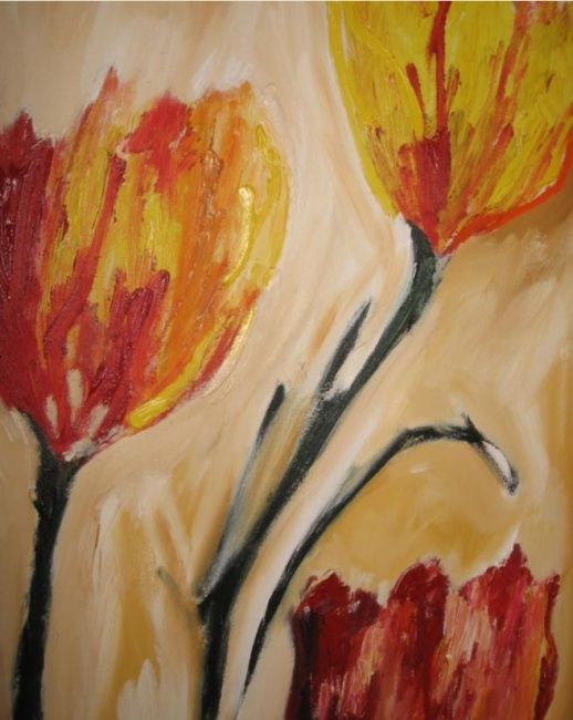 Painting titled "Grandes tulipes ( d…" by Virginica Bobolocu, Original Artwork