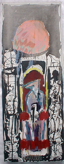 Malerei mit dem Titel "Loup-Totem 04" von Virginie Gallé, Original-Kunstwerk, Öl