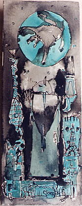 Pittura intitolato "Loup-Totem 09" da Virginie Gallé, Opera d'arte originale, Olio
