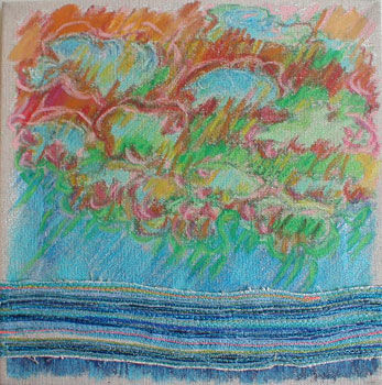 Painting titled "Paysage aux nuages…" by Virginie Gallé, Original Artwork, Oil