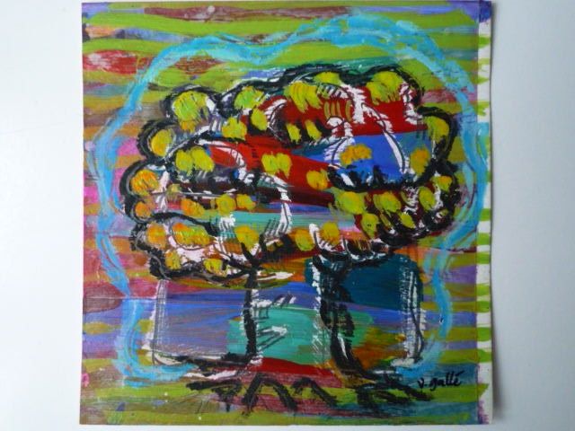 Peinture intitulée "L'arbre auréolé" par Virginie Gallé, Œuvre d'art originale, Huile
