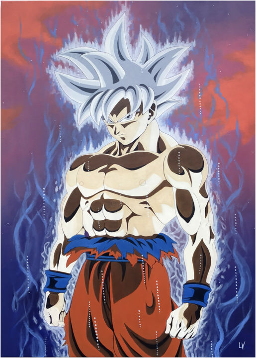 Schilderij getiteld "Goku Ulltra Instinc…" door Virginie Lepelletier, Origineel Kunstwerk, Acryl Gemonteerd op Frame voor ho…