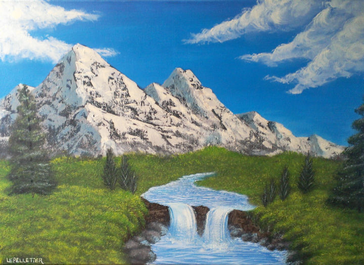 Painting titled "La fonte des neiges" by Virginie Lepelletier, Original Artwork, Acrylic Mounted on Wood Stretcher frame