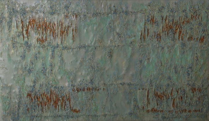Textile Art titled "Traces de l'Avé Mar…" by Virginie Parrot, Original Artwork, Embroidery Mounted on Wood Stretcher frame
