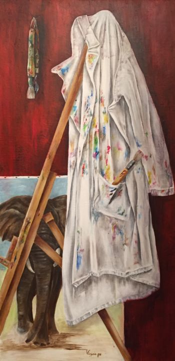 Pintura intitulada "Ma blouse" por Virginie Px, Obras de arte originais, Óleo