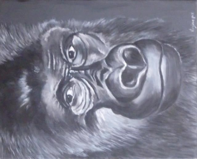 Malerei mit dem Titel "regard de gorille" von Virginie Px, Original-Kunstwerk, Andere