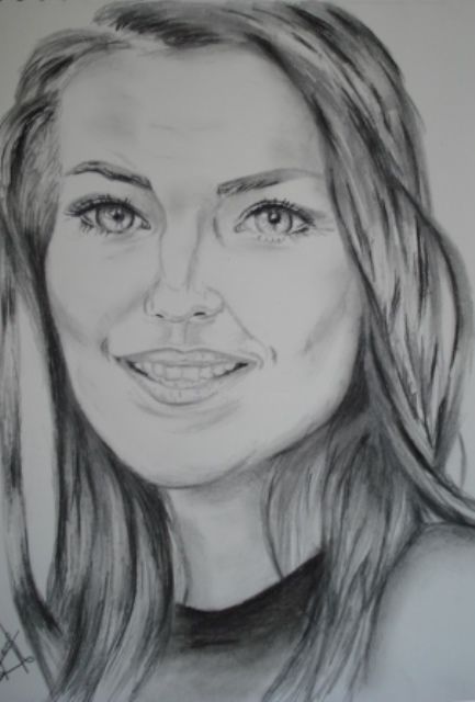 Drawing titled "cecile.jpg" by Virginier, Original Artwork, Charcoal