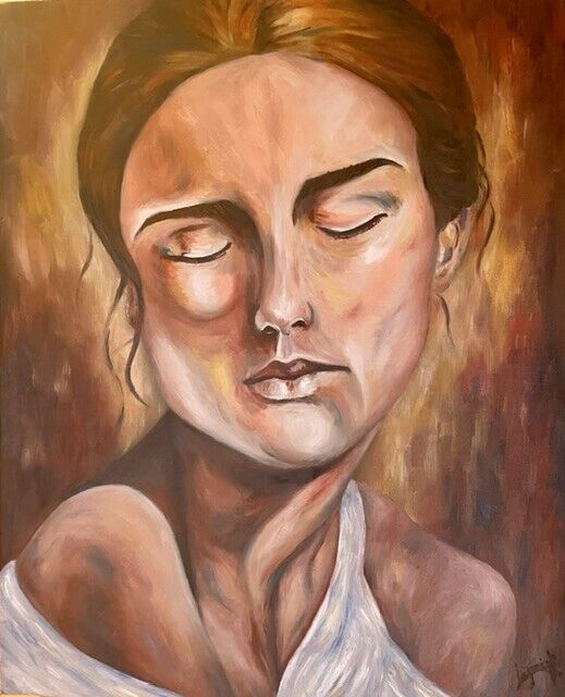 Painting titled "introspections" by Virginier, Original Artwork, Oil