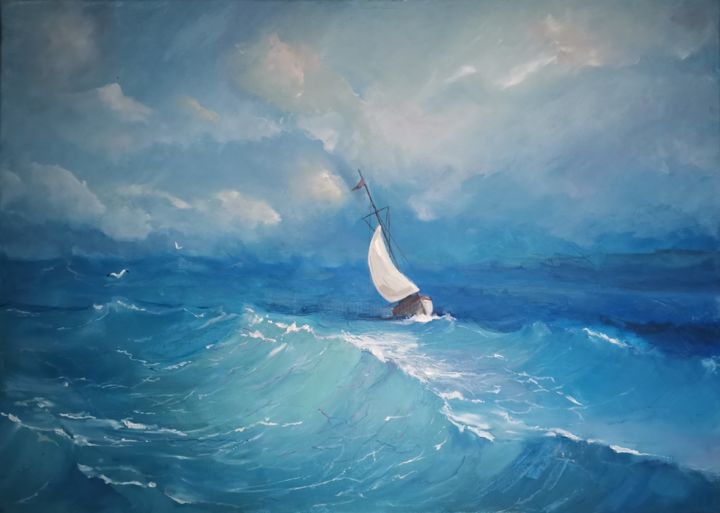 「Sublime Ocean」というタイトルの絵画 Virginija Klibavičienėによって, オリジナルのアートワーク, オイル