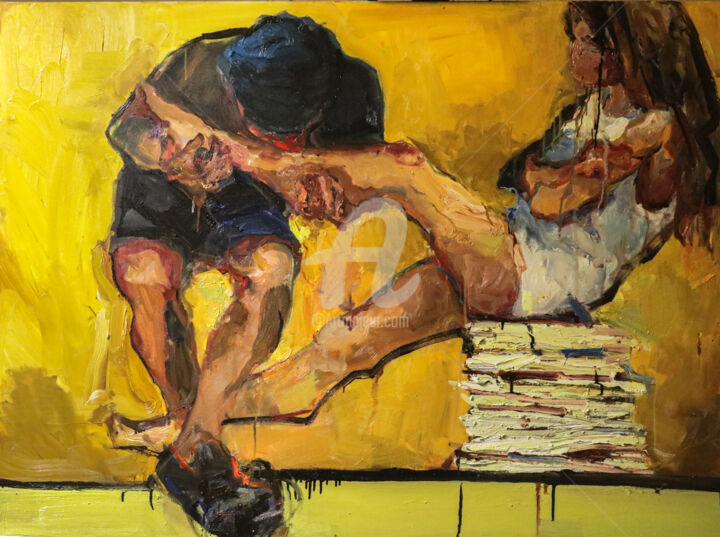 Painting titled "Hunger" by Virgis Ruseckas, Original Artwork, Oil