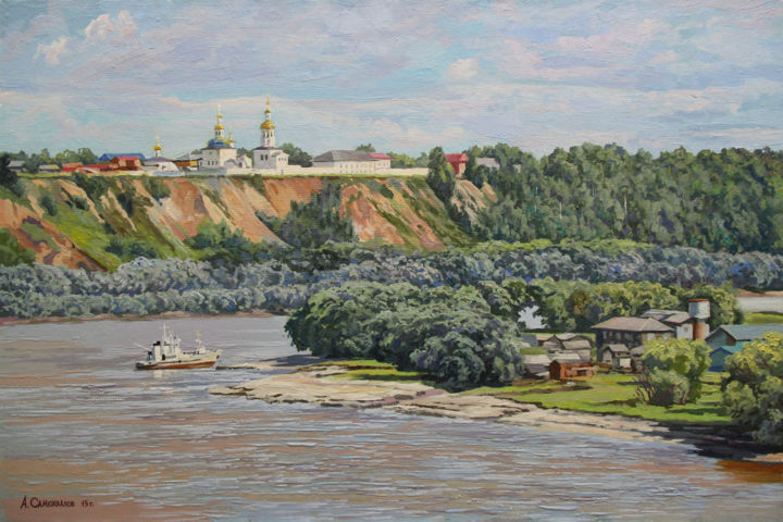 Painting titled ""На Иртыше"" by Aleksandr Samokhvalov, Original Artwork, Oil