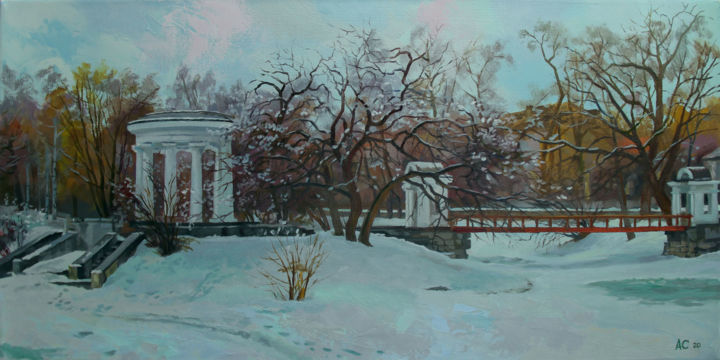 Malerei mit dem Titel ""Март в городе"" von Aleksandr Samokhvalov, Original-Kunstwerk, Öl