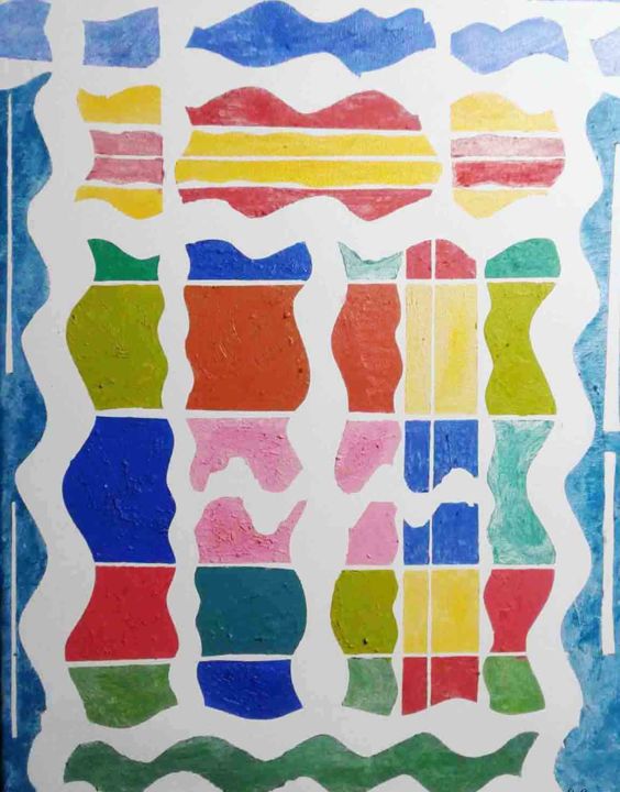 Painting titled "FreForma" by Sara Lamothe (Savant Artist), Original Art, Oil