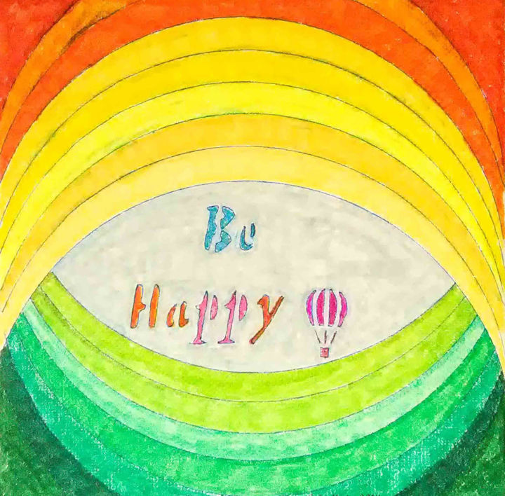 Drawing titled "Be Happy" by Sara Lamothe (Savant Artist), Original Artwork, Marker