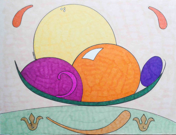 Drawing titled "Citrus" by Sara Lamothe (Savant Artist), Original Artwork, Marker