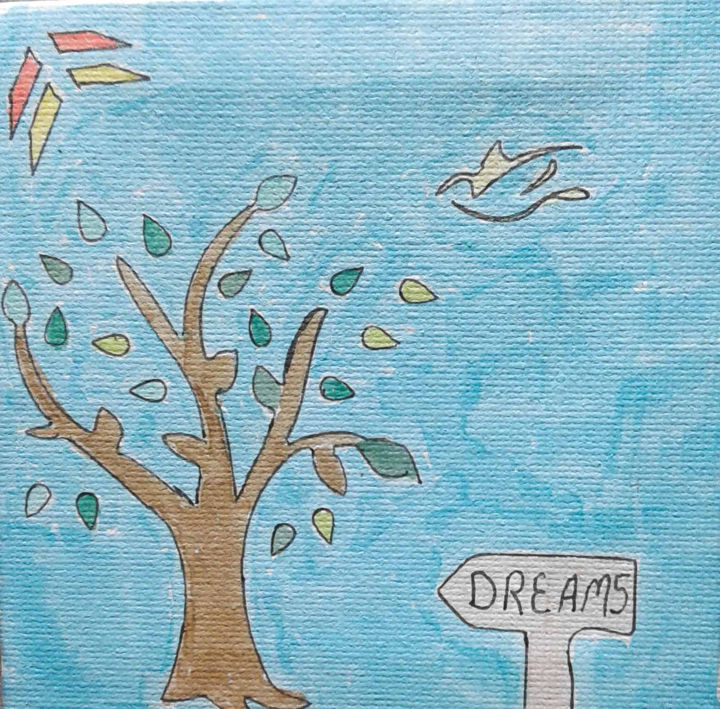 「Dreams」というタイトルの描画 Sara Lamothe (Savant Artist)によって, オリジナルのアートワーク, マーカー