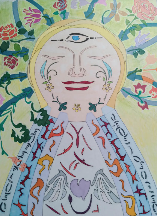 Σχέδιο με τίτλο "A-Mused" από Sara Lamothe (Savant Artist), Αυθεντικά έργα τέχνης, Μαρκαδόρος