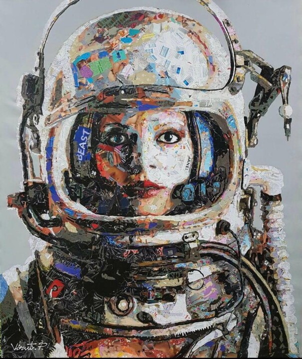 Colagens intitulada "Cosmonaute" por Virut Panchabuse, Obras de arte originais