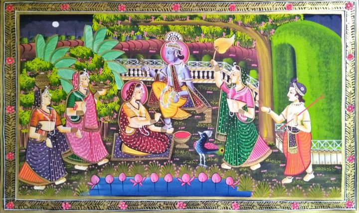 Peinture intitulée "Radha Krishna" par Vishal Gurjar, Œuvre d'art originale, Huile