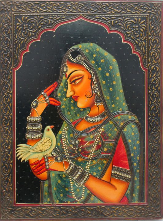Ζωγραφική με τίτλο "Queen" από Vishal Gurjar, Αυθεντικά έργα τέχνης, Λάδι