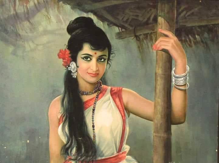 Painting titled "Indian Woman" by Vishal Gurjar, Original Artwork, Acrylic