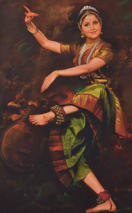 Painting titled "Kathak Girl" by Vishal Gurjar, Original Artwork, Acrylic