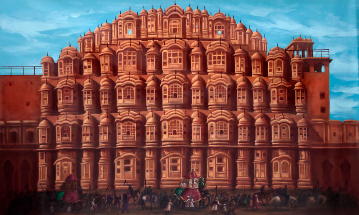 Peinture intitulée "Hawa Mahal" par Vishal Gurjar, Œuvre d'art originale, Acrylique