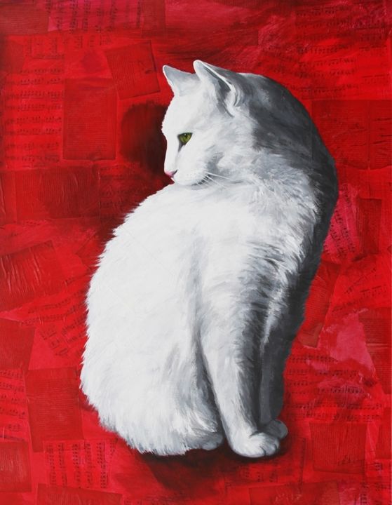 White Cat, Painting by Vishal Gurjar | Artmajeur