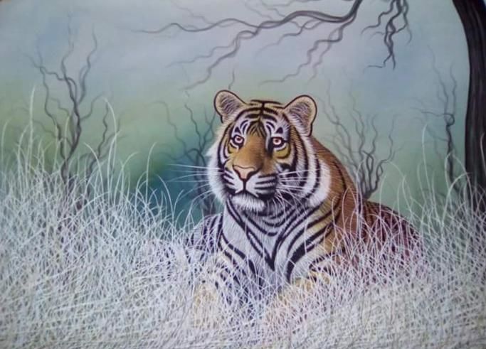 Peinture intitulée "Tiger" par Vishal Gurjar, Œuvre d'art originale, Acrylique